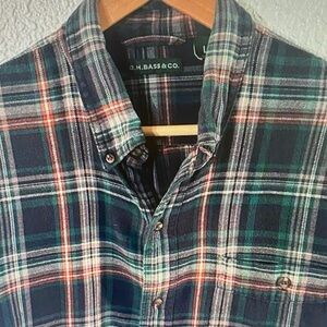 G.H. Bass & Co. Men's Blue and Green Plaid Shirt